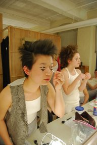 Theatre: A student performer gets ready.